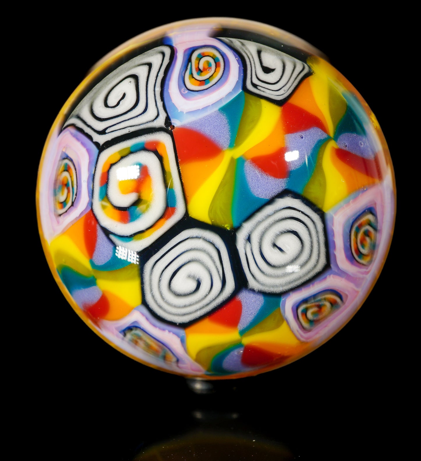 Dual-Sided Pizza & Rainbow Milli Marble (34mm)