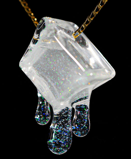 Crushed Opal Dripping Ice Cube Pendant