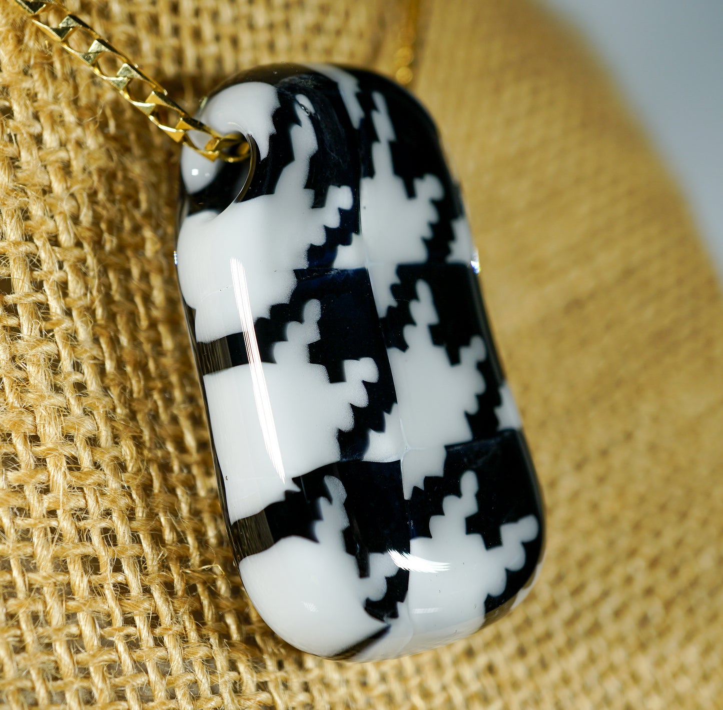 Black and White Houndstooth Pendant