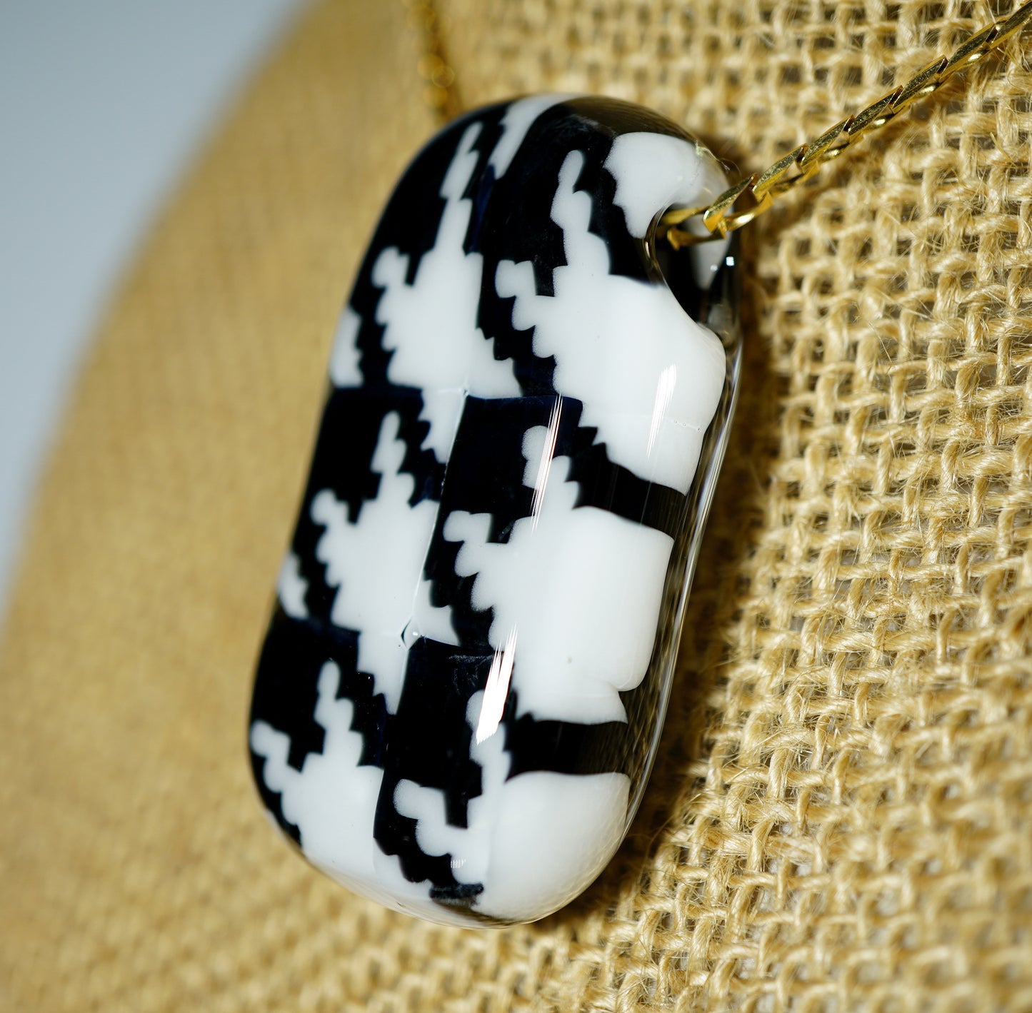 Black and White Houndstooth Pendant