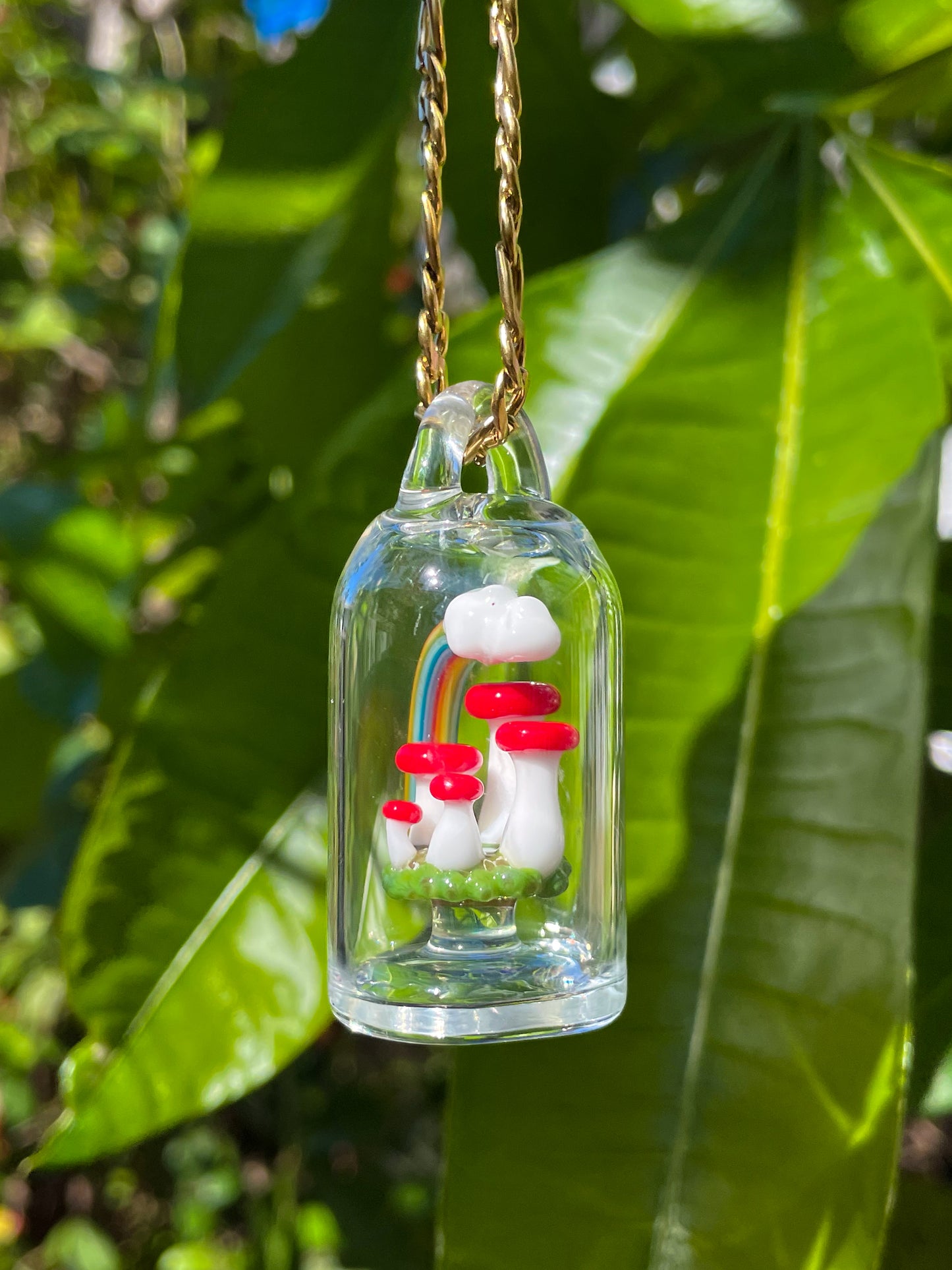 Rainbow Mushroom Realm Pendant