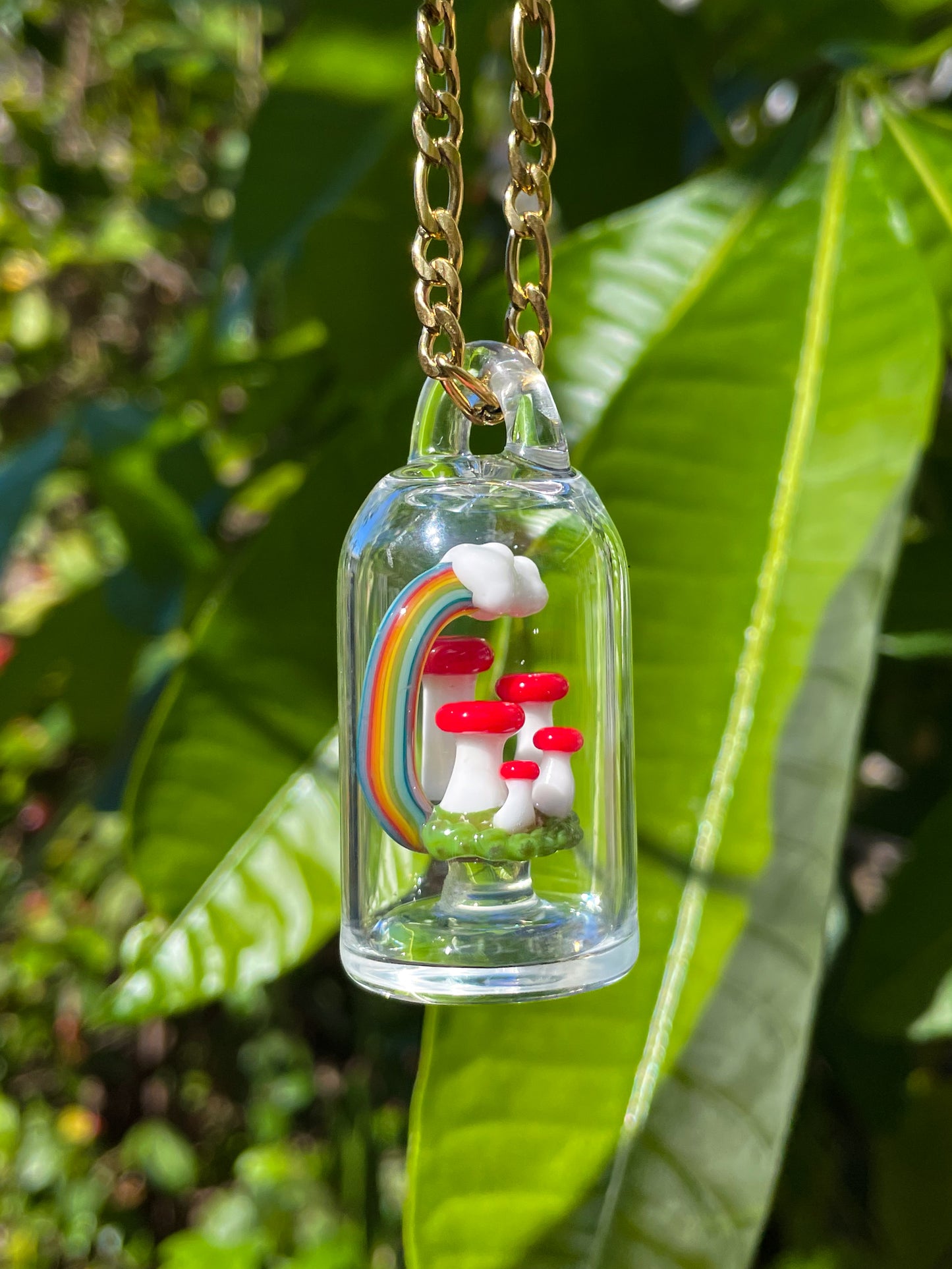 Rainbow Mushroom Realm Pendant