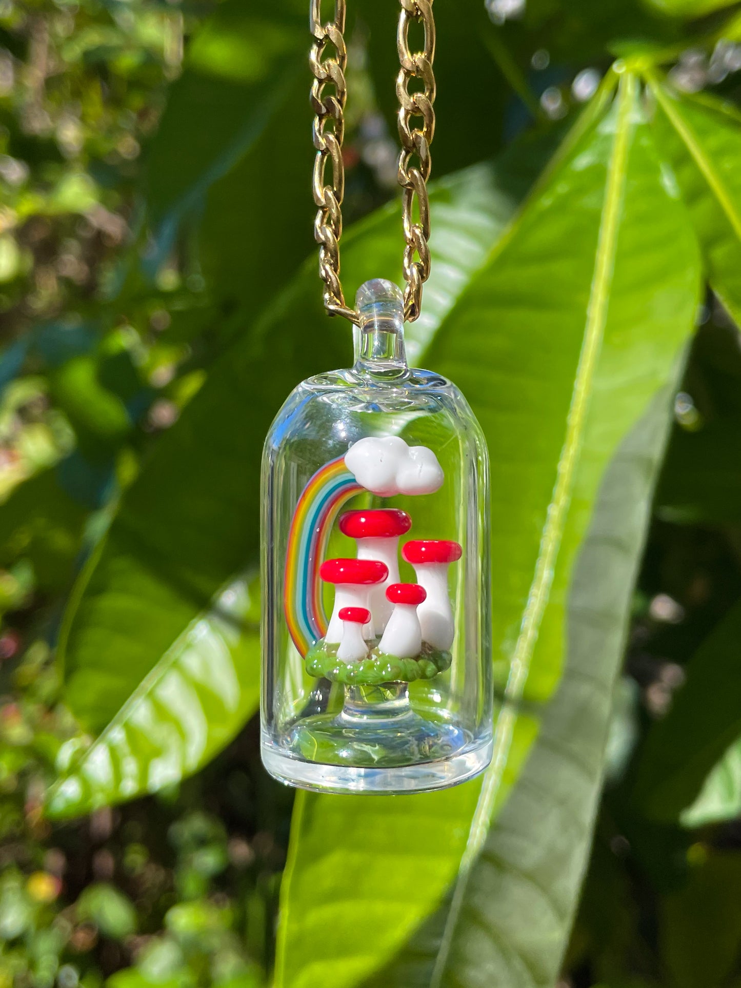 Rainbow Mushroom Realm Pendant