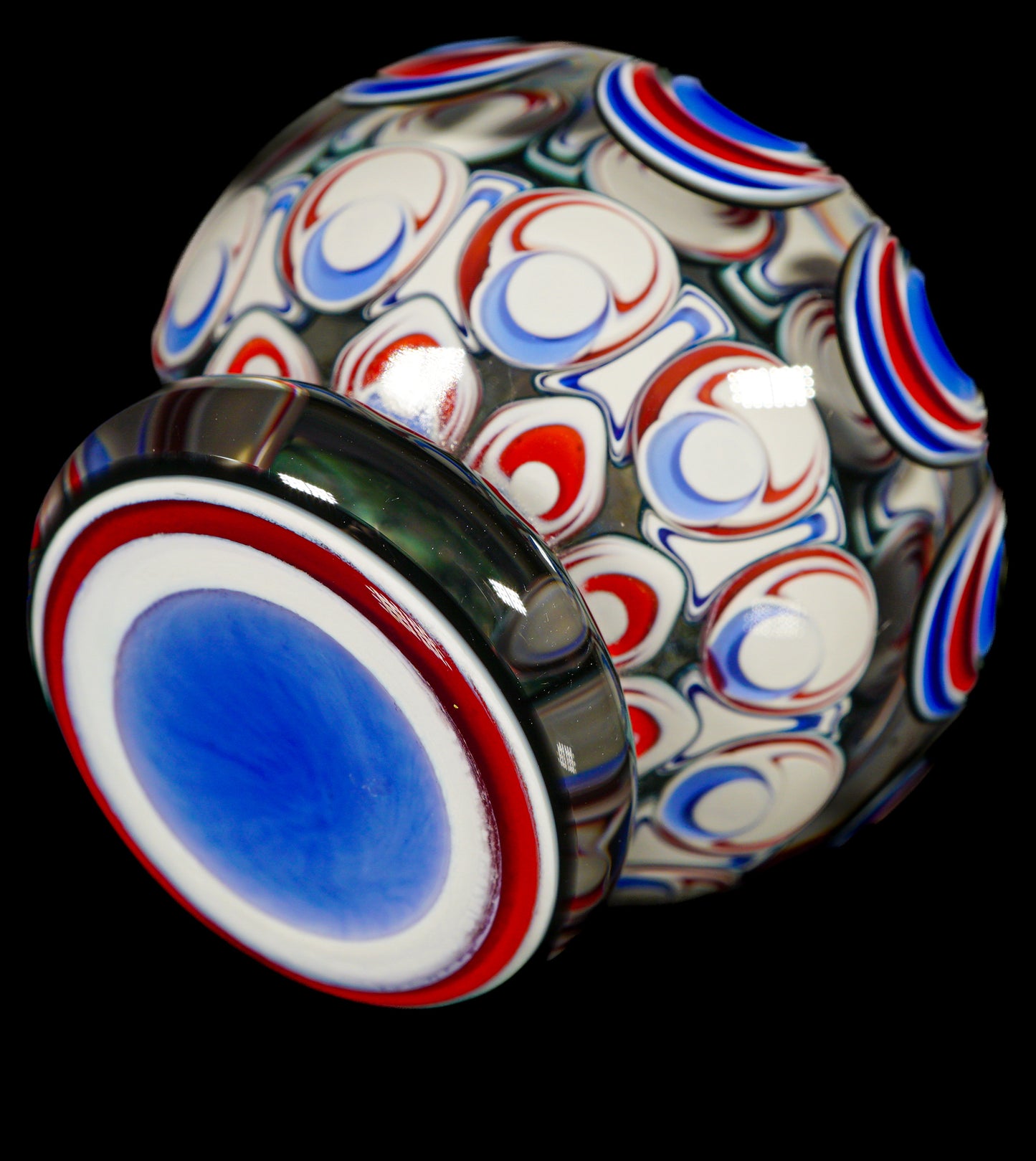 Blue and Red Dot Stack Dichro Paper Weight