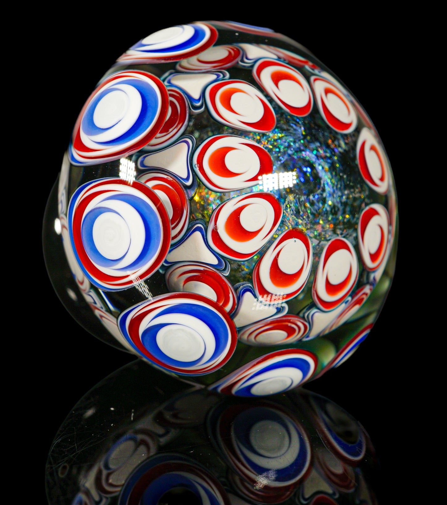 Blue and Red Dot Stack Dichro Paper Weight