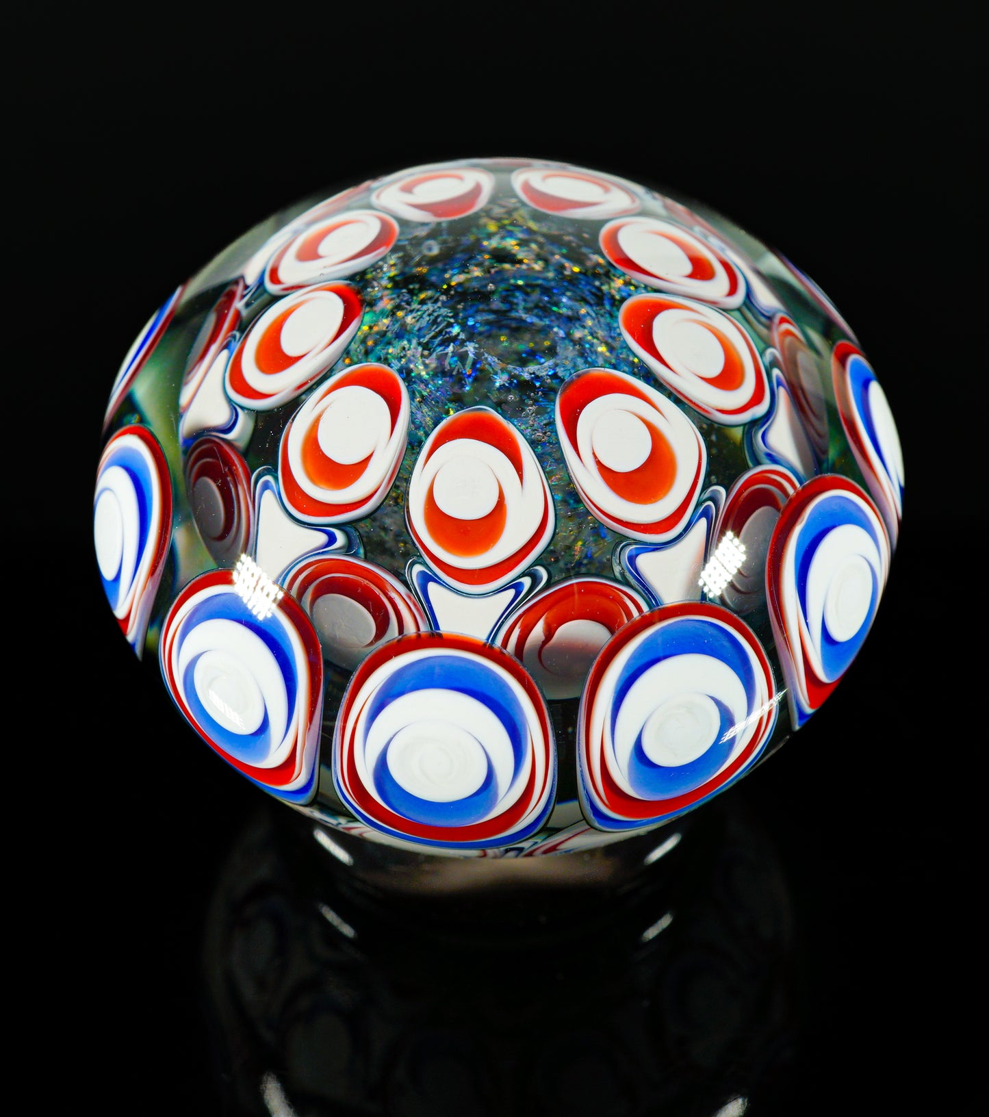 Blue and Red Dot Stack Dichro Paper Weight