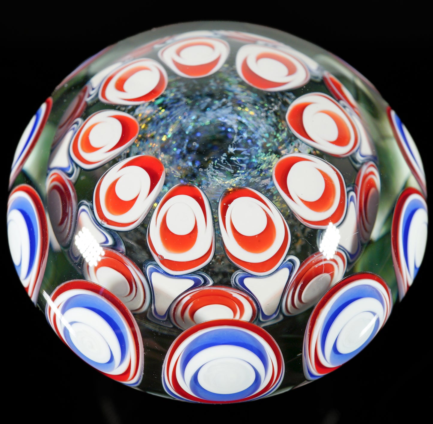 Blue and Red Dot Stack Dichro Paper Weight