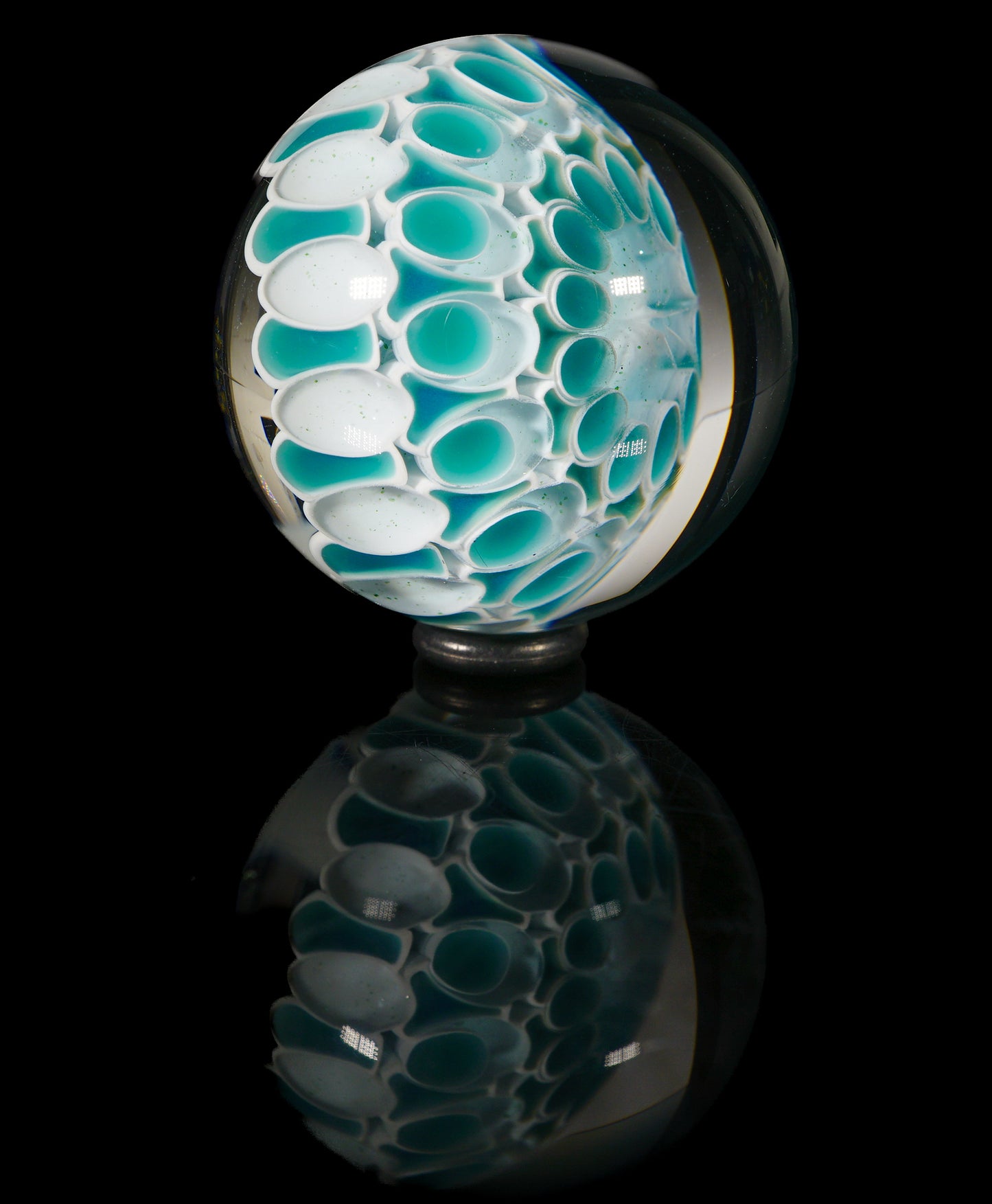 Teal and White Dotstack Slurper Marble (24mm)