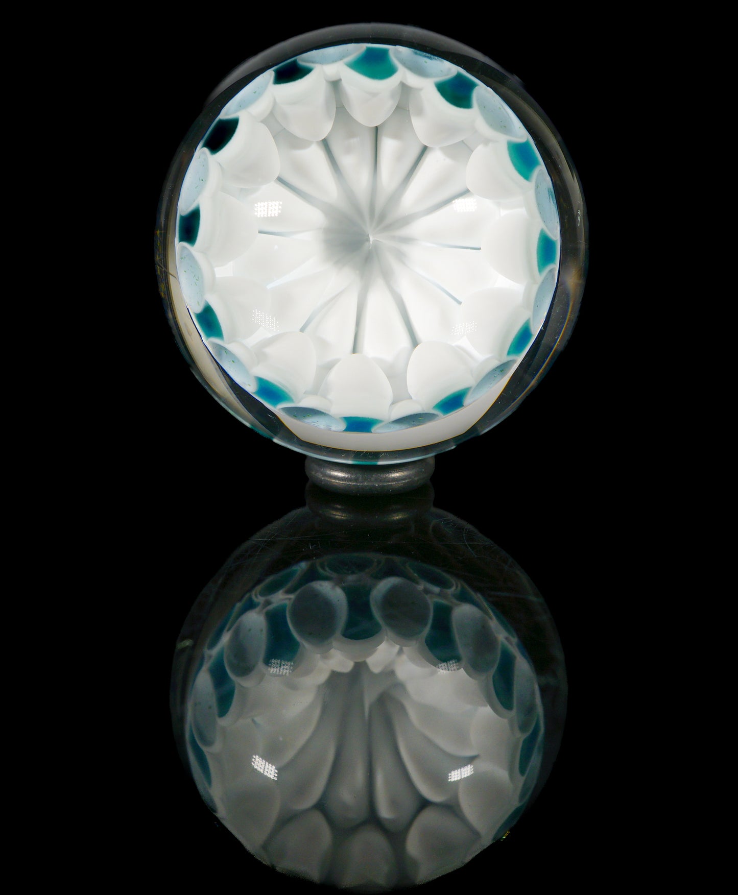 Teal and White Dotstack Slurper Marble (24mm)