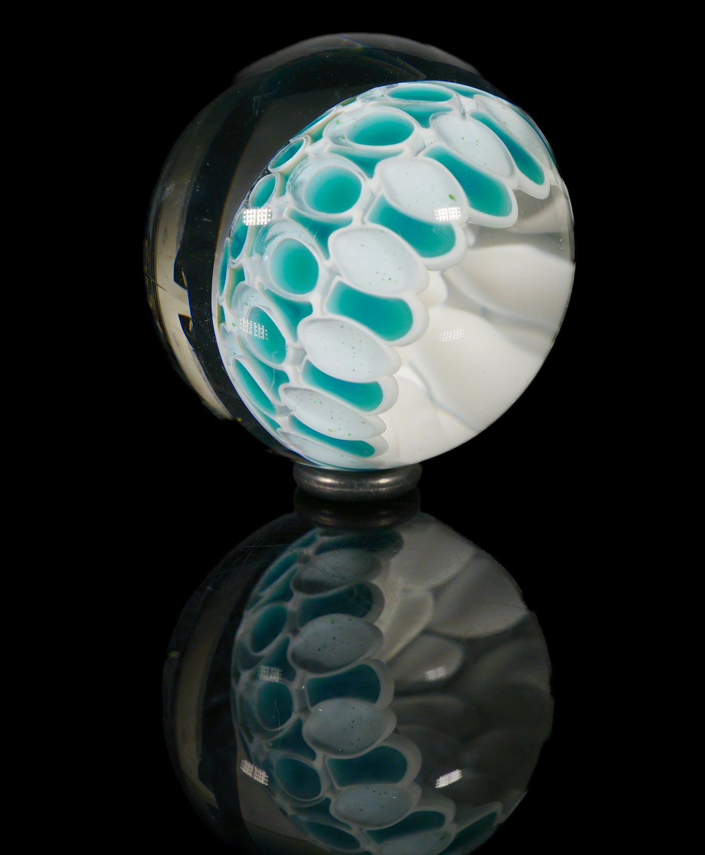 Teal and White Dotstack Slurper Marble (24mm)