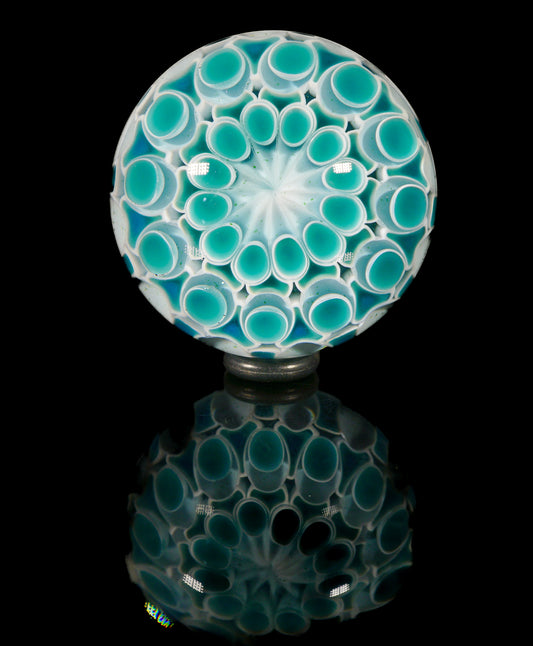 Teal and White Dotstack Slurper Marble (24mm)