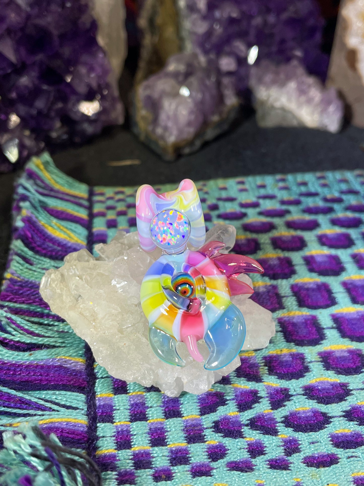 Rainbow UV Bird Opal Mini Pendant