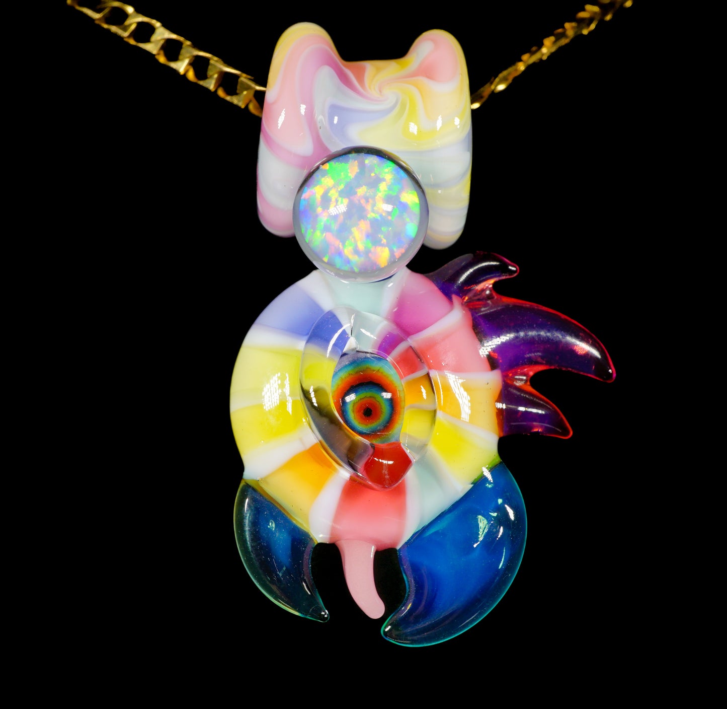 Rainbow UV Bird Opal Mini Pendant