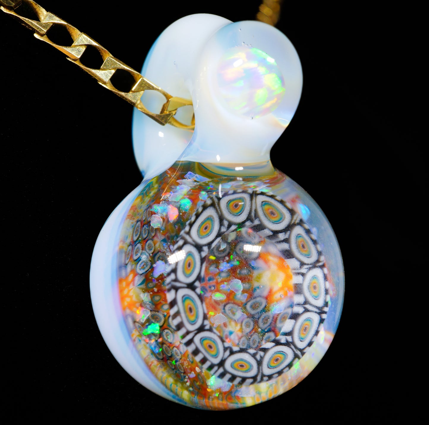 White Satin Crushed Opal Milli Mini Pendant