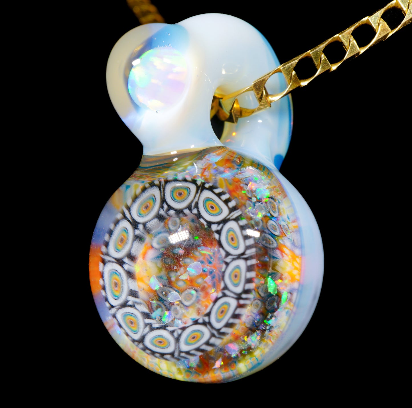 White Satin Crushed Opal Milli Mini Pendant